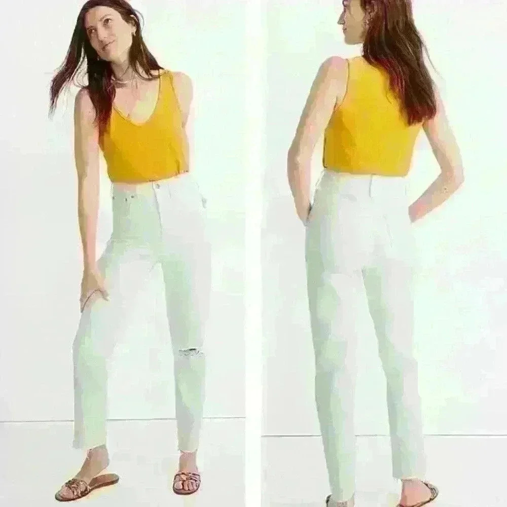 Madewell The Mom Jean in White